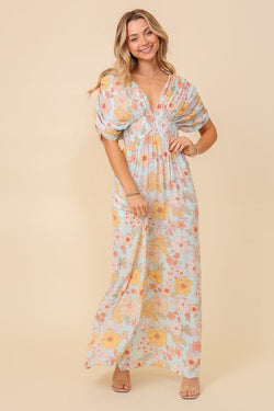 Floral Print Brunch Spring Summer Maxi Sundress | URBAN ECHO SHOP