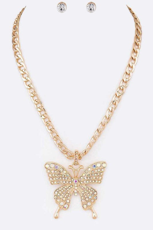 Crystal Butterfly Statement Necklace Set | URBAN ECHO SHOP