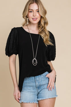 Brienna Top with Contrast Sleeves in Black | URBAN ECHO SHOP