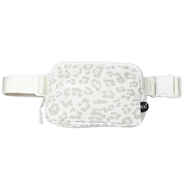 The CC Leopard Pattern Belt Bag Fanny Pack is Simplistic and Adorably Chic in White
