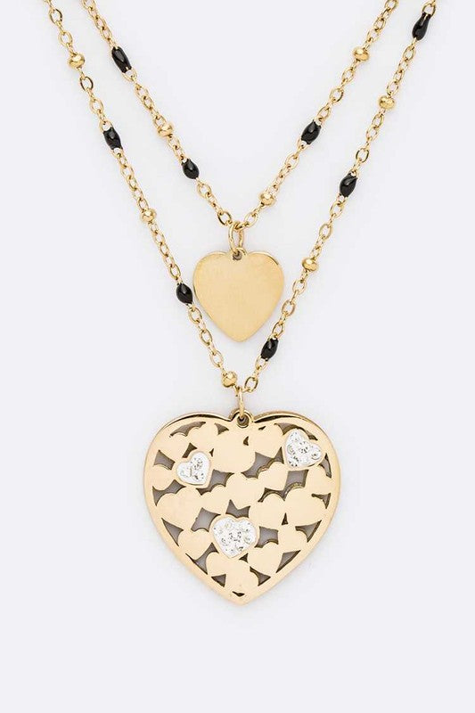 Layered Heart Pendant Necklace | URBAN ECHO SHOP