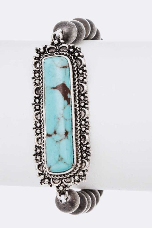 Compressed Stone Navajo Beads Stretch Bracelet | URBAN ECHO SHOP