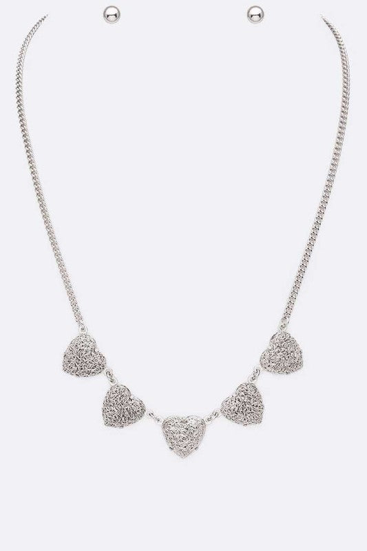 Wired Textured Heart Collar Necklace Set | URBAN ECHO SHOP